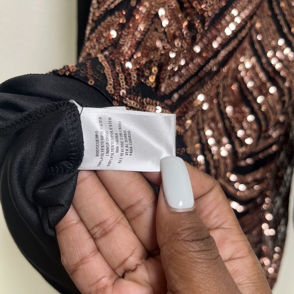 NEW Robbie Bee Women Sequins Dress Medium Party Event Swing Strap Tie Back Shift - Picture 8 of 13